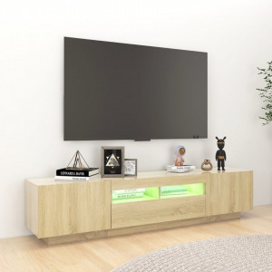 Comodă TV cu lumini LED, stejar sonoma, 180x35x40 cm - V3081900V - Img 3