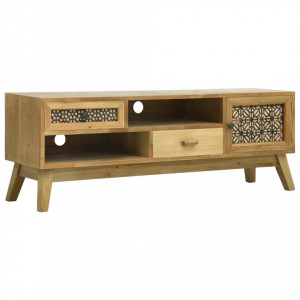Comoda TV cu model sculptat, maro, 120 x 30 x 42 cm, lemn - V285768V