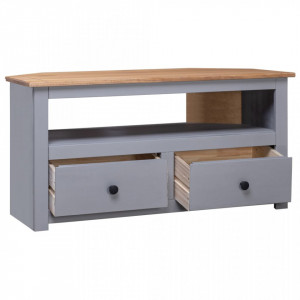 Comoda TV de colt gri 93x49x49 cm lemn masiv pin - V282686V - Img 3