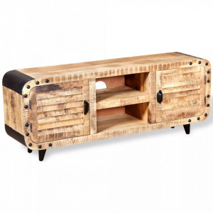 Comoda TV din lemn de mango aspru, 120 x 30 x 50 cm - V244009V - Img 4