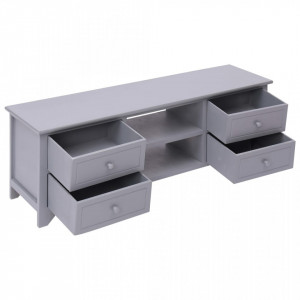 Comoda TV, gri, 115 x 30 x 40 cm, lemn de paulownia - V284116V - Img 3