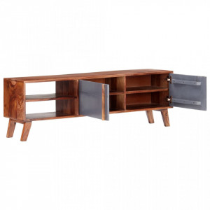 Comoda TV, gri, 140 x 30 x 45 cm, lemn masiv de sheesham - V286369V - Img 2