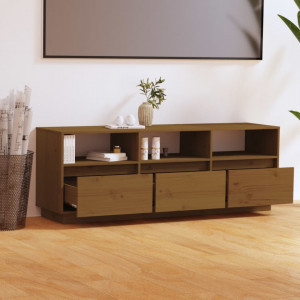 Comodă TV, maro miere, 140x37x50 cm, lemn masiv de pin - V813433V - Img 3