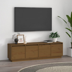 Comodă TV, maro miere, 156x37x45 cm, lemn masiv de pin - V814397V - Img 2