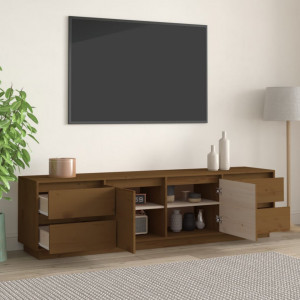 Comodă TV, maro miere, 176x37x47,5 cm, lemn masiv de pin - V814322V - Img 3