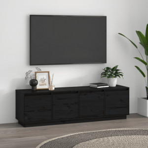 Comodă TV, negru, 156x37x45 cm, lemn masiv de pin - V814398V - Img 2