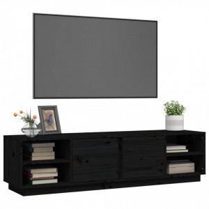 Comodă TV, negru, 156x40x40 cm, lemn masiv de pin - V814458V - Img 4