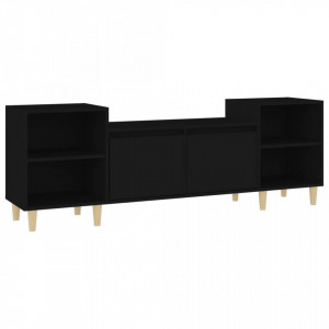 Comodă TV, negru, 160x35x55 cm, lemn prelucrat - V821189V - Img 1