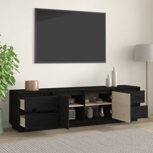 Comodă TV, negru, 176x37x47,5 cm, lemn masiv de pin - V814323V - Img 3