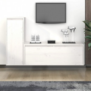 Comode TV, 2 buc., alb, lemn masiv de pin - V3100115V - Img 2