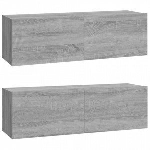 Comode TV, 2 buc., gri sonoma, 100x30x30 cm, lemn prelucrat - V820467V - Img 1