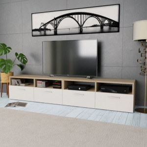 Comode TV 2 buc, PAL, 95x35x36 cm, stejar și alb - V275112V - Img 2