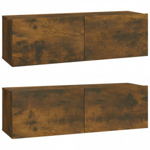 Comode TV, 2 buc., stejar fumuriu, 100x30x30 cm, lemn prelucrat - V820466V - Img 1