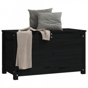 Cutie de depozitare, negru, 80x40x45,5 cm, lemn masiv de pin - V823538V - Img 4