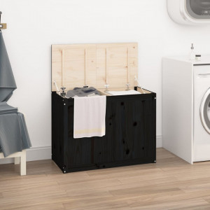 Cutie de rufe, negru, 88,5x44x66 cm, lemn masiv de pin - V823573V - Img 2