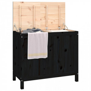 Cutie de rufe, negru, 88,5x44x76 cm, lemn masiv de pin - V823583V - Img 4