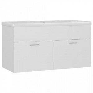 Dulap cu chiuvetă încorporată, alb, lemn prelucrat - V3070838V