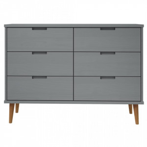 Dulap cu sertare , gri, 113x40x80 cm, lemn masiv de pin - V350509V - Img 4