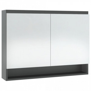 Dulap de baie cu oglindă, gri, 80x15x60 cm, MDF - V331534V - Img 4