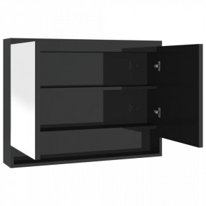 Dulap de baie cu oglindă, negru strălucitor, 80x15x60 cm, MDF - V331531V