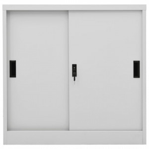 Dulap de birou cu ușă glisantă, gri deschis, 90x40x90 cm, oțel - V335951V