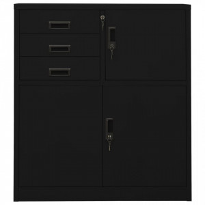 Dulap de birou, negru, 90x40x102 cm, oțel - V336407V - Img 1