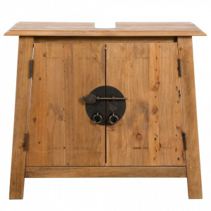 Dulap de chiuveta baie, Lemn masiv de pin reciclat 70x32x63 cm - V246035V - Img 3