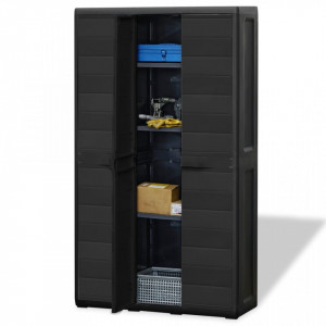 Dulap de depozitare pentru gradina, cu 4 rafturi, negru - V43700V - Img 4