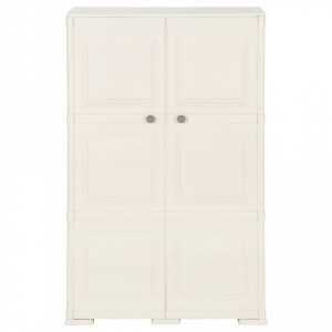 Dulap din plastic, 79x43x125 cm, crem, design de lemn - V340591V