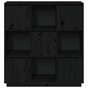 Dulap înalt, negru, 110,5x35x117 cm, lemn masiv de pin - V814373V - Img 3