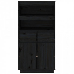 Dulap înalt, negru, 60x40x116,5 cm, lemn masiv de pin - V814538V - Img 3
