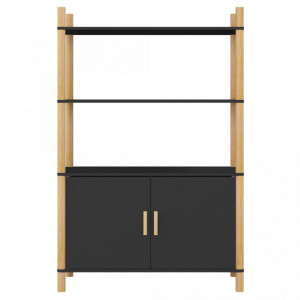 Dulap înalt, negru, 80x40x121 cm, lemn prelucrat - V345700V - Img 3