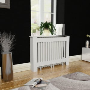 Dulap masca pentru calorifer, 112 cm, MDF alb - V242189V - Img 1