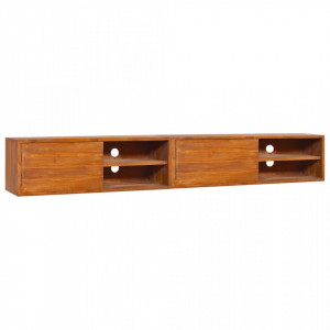 Dulap TV montat pe perete, 180 x 30 x 30 cm, lemn masiv de tec - V3057505V - Img 2