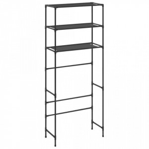 Etajera peste masina de spalat cu 3 niveluri negru 69x28x169 cm - V288330V - Img 2