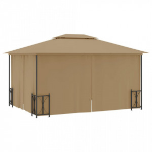 Foișor cu pereți laterali și acoperișuri duble 3x4 m gri taupe - V318545V - Img 4