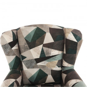 Fotoliu cu taburet, material maro-verde cu modele - TP211110 - Img 7