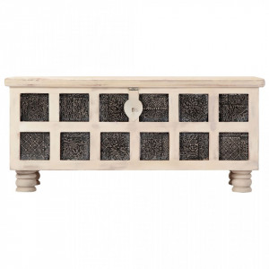 Ladă de depozitare, alb, 110x40x45 cm, lemn masiv de acacia - V247670V - Img 4