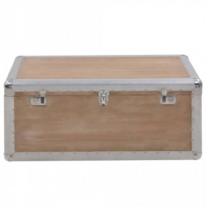 Ladă de depozitare, maro, 91 x 52 x 40 cm, lemn masiv de brad - V246124V - Img 1