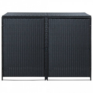 Magazie dublă pentru pubele, poliratan, negru, 148x80x111 cm - V43887V - Img 1