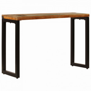 Masa consola, 120 x 35 x 76 cm, lemn masiv reciclat si otel - V247335V - Img 2