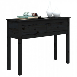 Masă consolă, negru, 100x35x75 cm, lemn masiv de pin - V814618V - Img 4