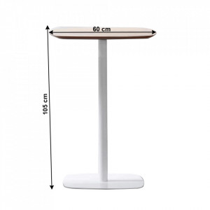 Masă de bar, culoarea stejar / alb, MDF / metal, diametru 60 cm - TP297901 - Img 2