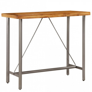 Masa de bar din lemn masiv de tec reciclat 120 x 58 x 106 cm - V245804V - Img 2