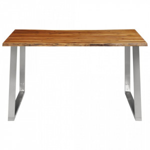 Masa de bucatarie, 140x80x75 cm, lemn acacia & otel inoxidabil - V283892V - Img 2