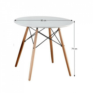 Masă de bucătărie, albă/fag, diametru 90 cm - TP228381 - Img 11