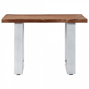 Masa de cafea, muchii naturale, 60x60x40 cm, lemn masiv acacia - V247826V - Img 2