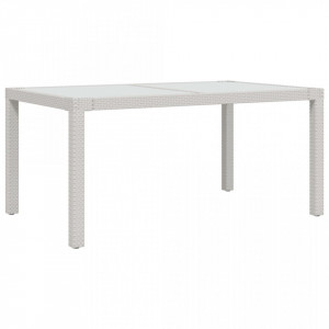 Masă de grădină alb 150x90x75 cm sticlă securizată & poliratan - V316709V
