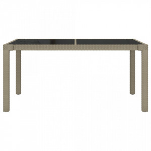 Masă de grădină bej 150x90x75 cm sticlă securizată & poliratan - V316710V - Img 4
