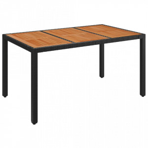 Masă de grădină cu blat din lemn, negru 150x90x75 cm poliratan - V319901V